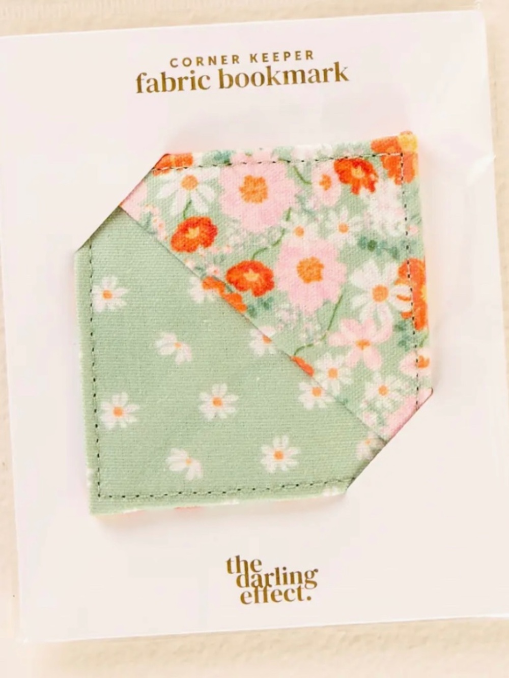 The Darling Effect Corner Fabric Bookmark Sage Floral